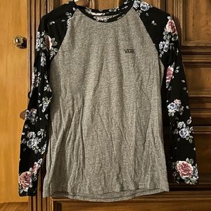 Vans small, gray floral long-sleeve